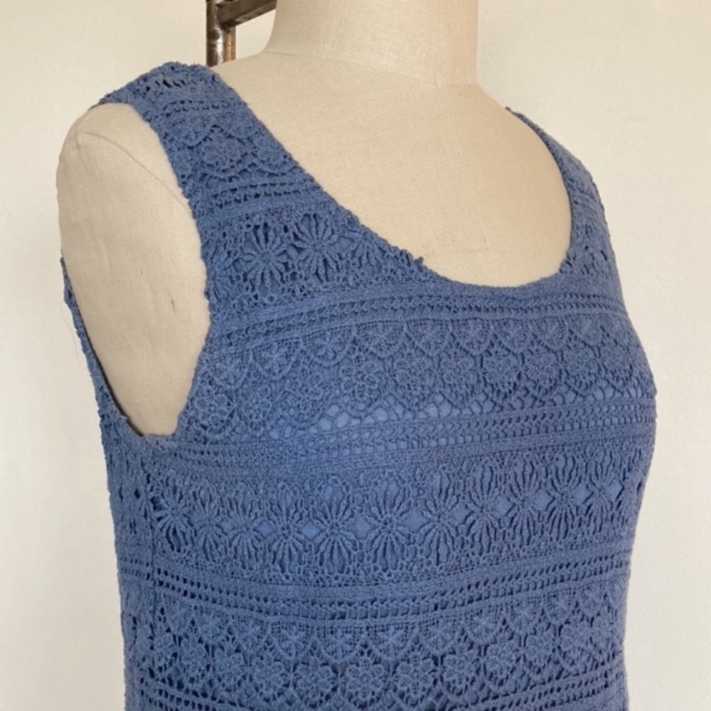 Cotton lace sleeveless top, lined with Tencel knit, invisible side zipper, M - Picture 4 of 10